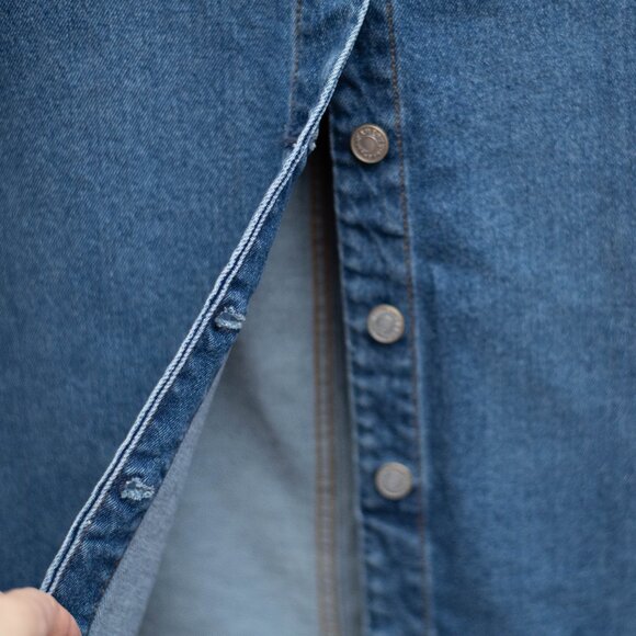 Faherty Mercer Bay Denim Midi Skirt Blue Button Front Organic Cotton Women’s 26 - Picture 3 of 8